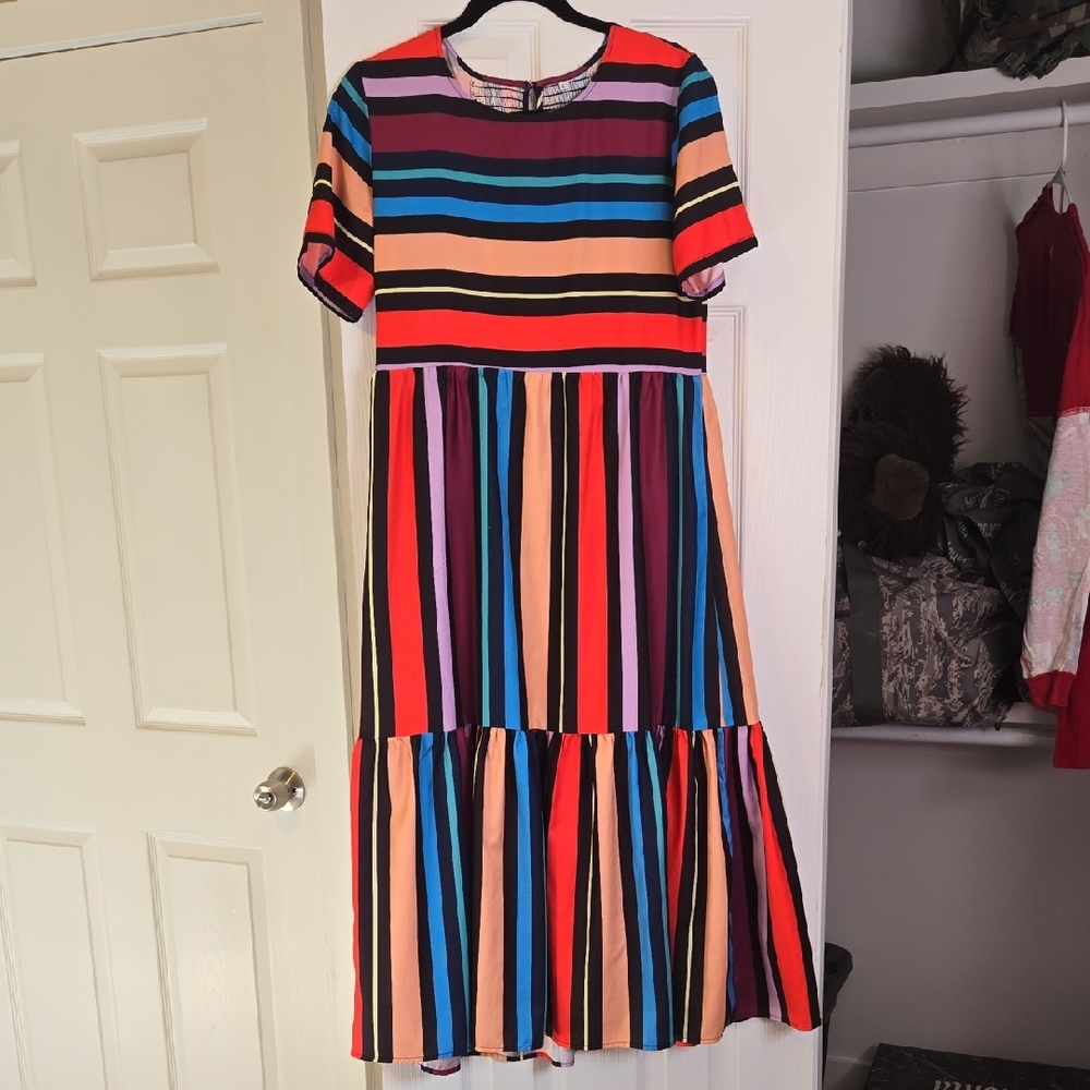 Colorful Striped Midi Dress